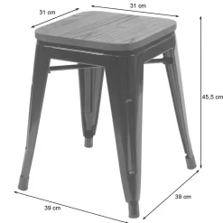 MCW 4er-Set Hocker -A73 inkl. Holz-Sitzfläche, Metallhocker Sitzhocker, Metall Industriedesign stapelbar ~ grau Online