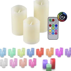 6er Set IOIO LED 48 Echtwachskerzen mit Farbwechsel und Fernbedienung ^ Olympia Hot