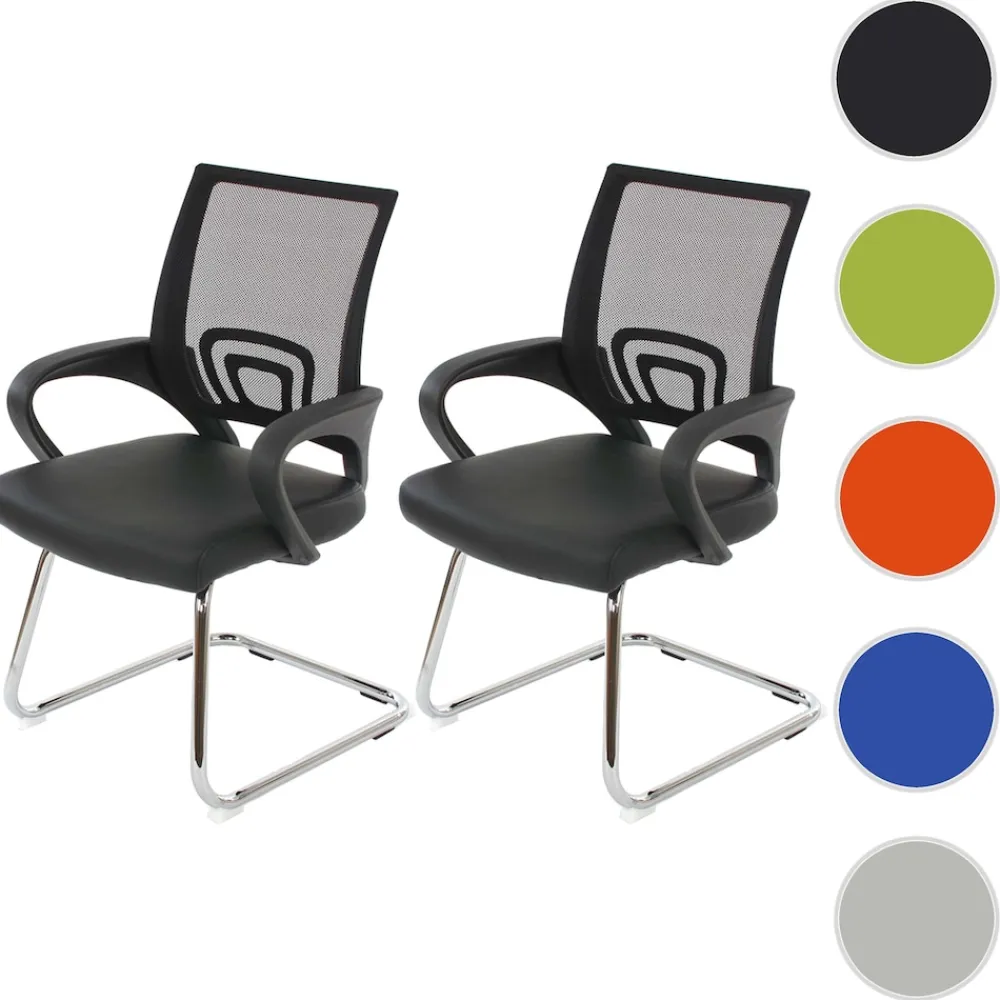 MCW 2er-Set Konferenzstuhl Afragola, Besucherstuhl, Kunstleder MVG-zertifiziert ~ schwarz Discount