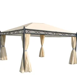 4er-Set Seitenwand für Pergola Calpe, Ersatzseitenwand Pavillon 4x3m, Polyester ~ creme ^ MCW Hot