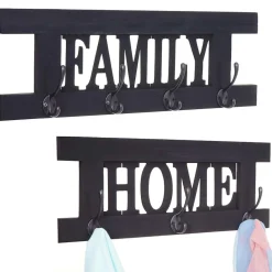 2er Wandgarderoben Set -C60 Home+Family Garderobenpaneel, Shabby-Look Vintage ~ dunkelgrau ^ MCW Outlet