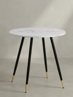 KADIMA DESIGN Esstisch Marmoroptik Metall Rund Modern, 75x75x76 cm Weiß Outlet