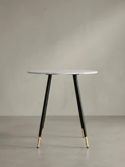 KADIMA DESIGN Esstisch Marmoroptik Metall Rund Modern, 75x75x76 cm Weiß Outlet