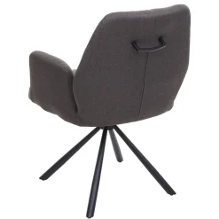 Esszimmerstuhl -H71, Küchenstuhl Lehnstuhl Stuhl, Stoff/Textil Stahl ~ grau-braun ^ MCW Sale