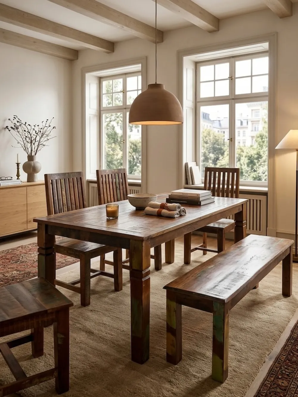 KADIMA DESIGN Esszimmertisch – Rechteckig 120x70x76 cm Bootsholz Shabby Chic