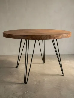 Esszimmertisch – Rund Ø120x78 cm Massivholz Braun Landhaus ^ KADIMA DESIGN