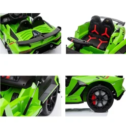 Kinder Elektroauto Lamborghini Aventador SVJ, Kunstledersitz, EVA-Reifen grün ^ Es-Toys Discount