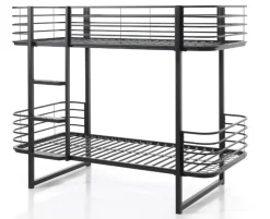 vipack Etagenbett Metall Oscar, 2 Liegeflächen 90 x 200 cm, Schwarz