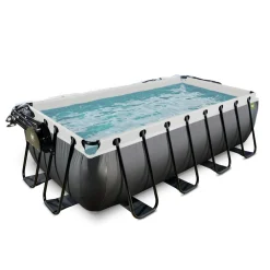 Black Leather Pool mit Sandfilterpumpe, Abdeckung und Wärmepumpe, versch Ausführungen ^ Exit Discount