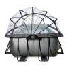 Black Leather Pool 400x200x100cm mit Sandfilterpumpe und Abdeckung - schwarz ^ Exit Hot
