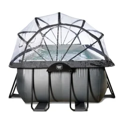 Black Leather Pool 400x200x100cm mit Sandfilterpumpe und Abdeckung - schwarz ^ Exit Hot