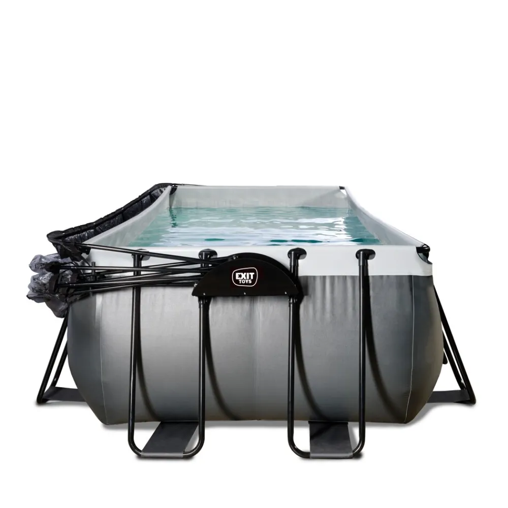 Black Leather Pool 400x200x100cm mit Sandfilterpumpe und Abdeckung - schwarz ^ Exit Hot