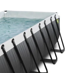 Black Leather Pool 400x200x100cm mit Sandfilterpumpe und Abdeckung - schwarz ^ Exit Hot
