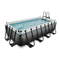 EXIT Black Leather Pool 400x200x100cm mit Filterpumpe - schwarz ^ Exit Toys Outlet