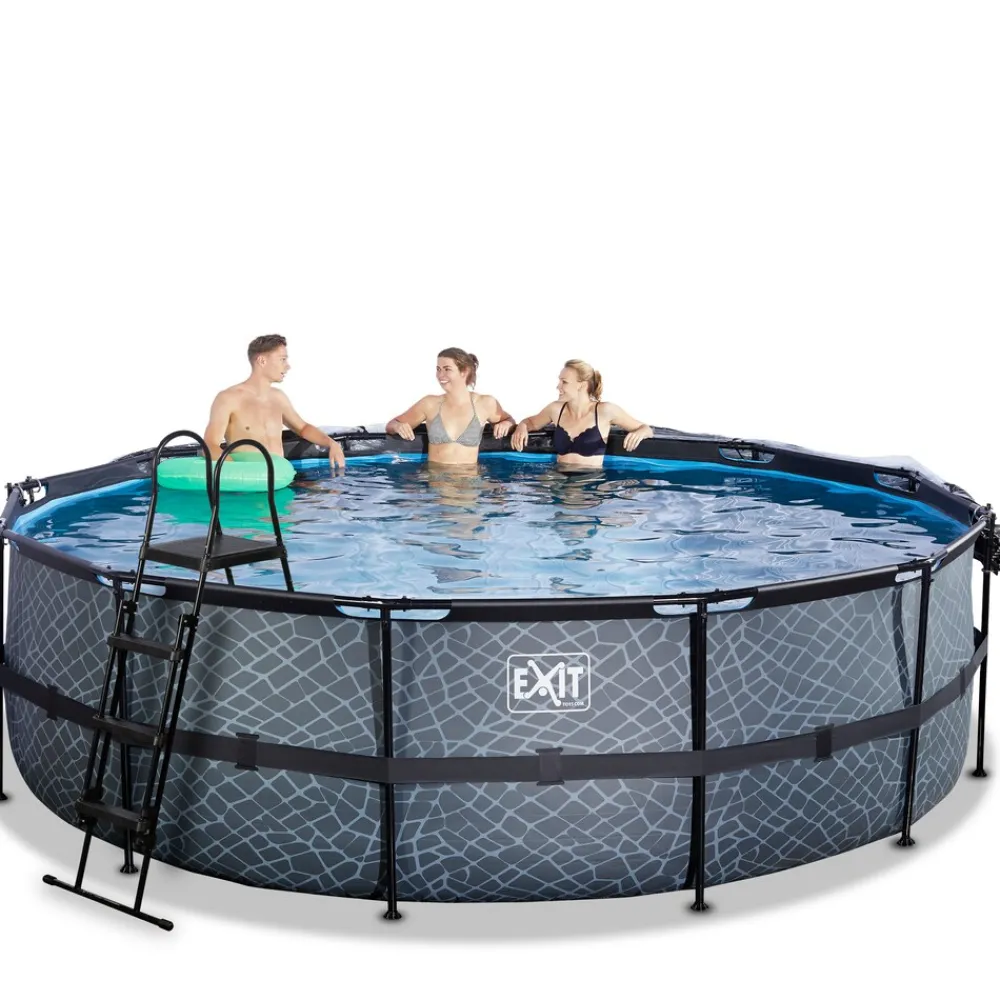 Exit Frame Pool ø488x122cm mit Sandfilterpumpe und Abdeckung, versch. Ausführungen New