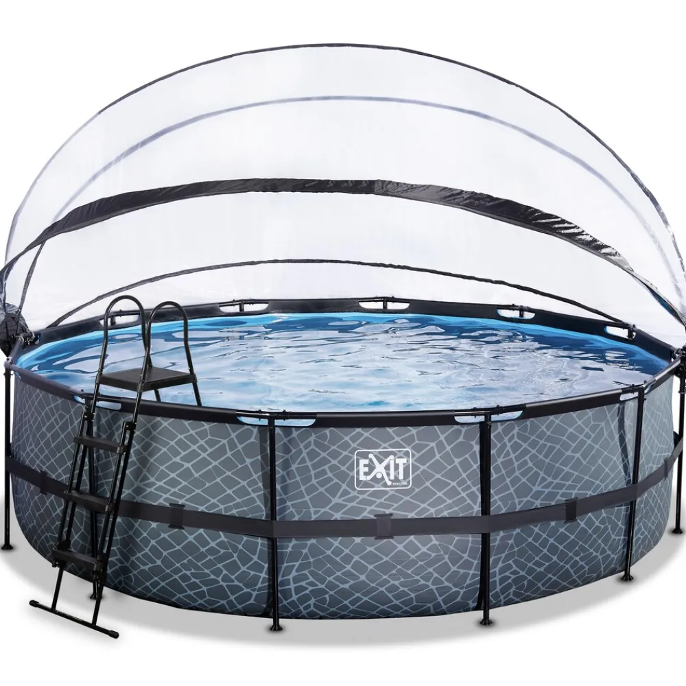 Exit Frame Pool ø488x122cm mit Sandfilterpumpe und Abdeckung, versch. Ausführungen New