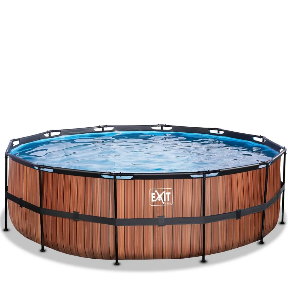 Frame Pool ø450x122cm mit Sandfilterpumpe - Holz Optik ^ Exit Outlet