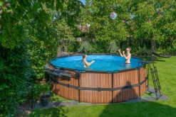 Frame Pool ø450x122cm mit Sandfilterpumpe - Holz Optik ^ Exit Outlet