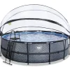 EXIT Stone Pool ø488x122cm mit Sandfilterpumpe - grau ^ Exit Toys Hot
