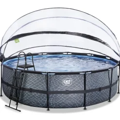 EXIT Stone Pool ø488x122cm mit Sandfilterpumpe - grau ^ Exit Toys Hot