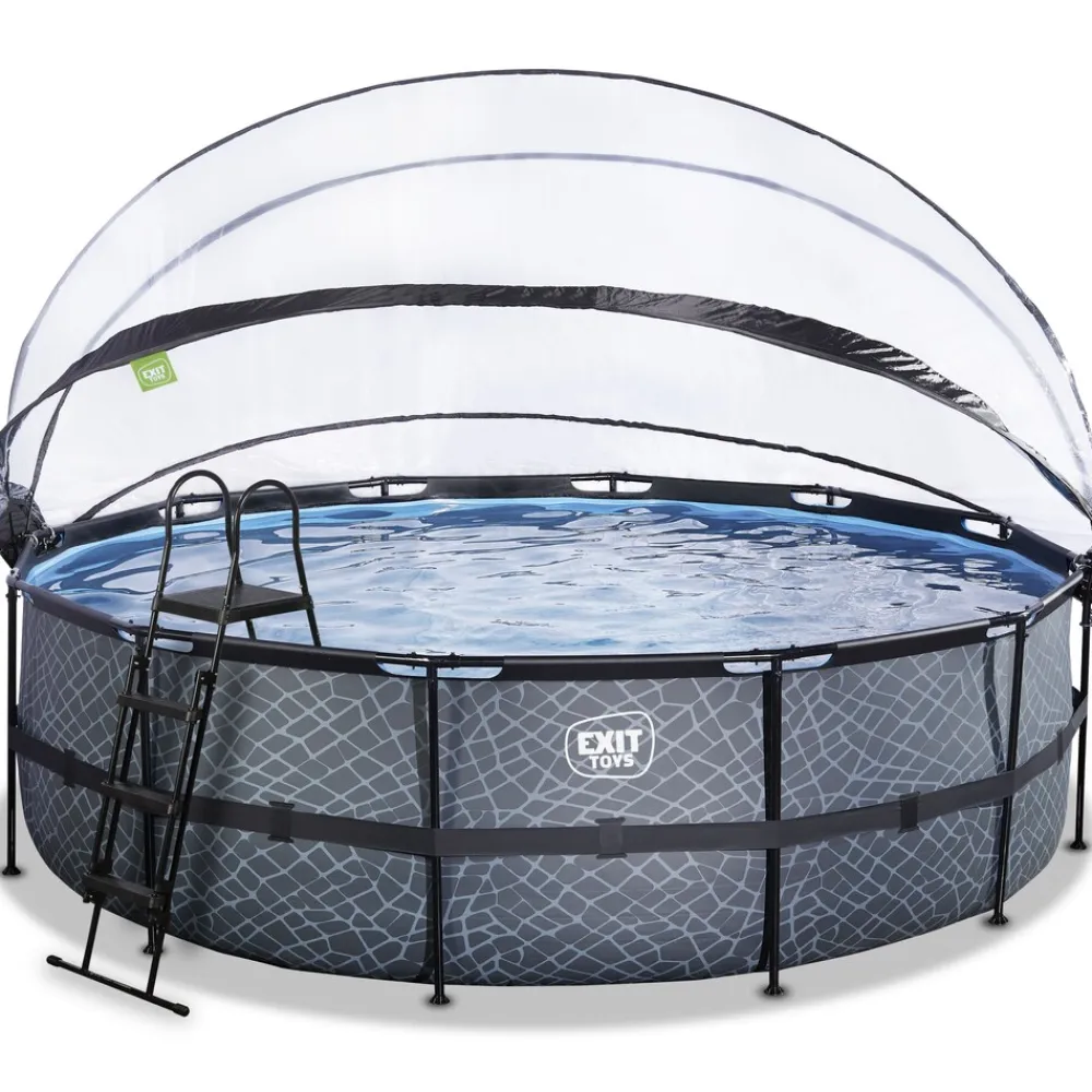 EXIT Stone Pool ø488x122cm mit Sandfilterpumpe - grau ^ Exit Toys Hot