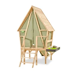 Yuki 350 Holzspielhaus mit Rutsche, Balkon und Küche ^ Exit Discount