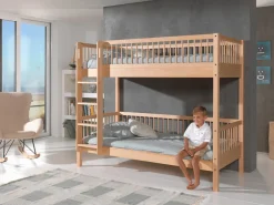 vipack FAGUS Etagenbett mit 2 Liegeflächen 90 x 200 cm, inkl. Lattenrost, Ausf. Buche massiv Natur lackiert Discount