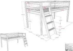 vipack FAGUS halbhohes Bett 90 x 200 cm, inkl. Lattenrost, mit Textilset "FIRE RESCUE", Ausf. Buche massiv natur Outlet