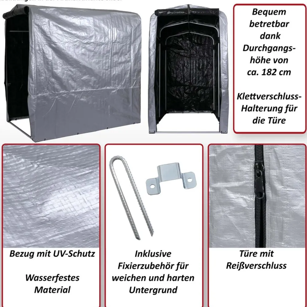 MCW Fahrradgarage -N61, Foliengarage Aufbewahrungsgarage Garagenzelt, Alu UV-Schutz wasserfest, 201x121x201cm ~ anthrazit Hot