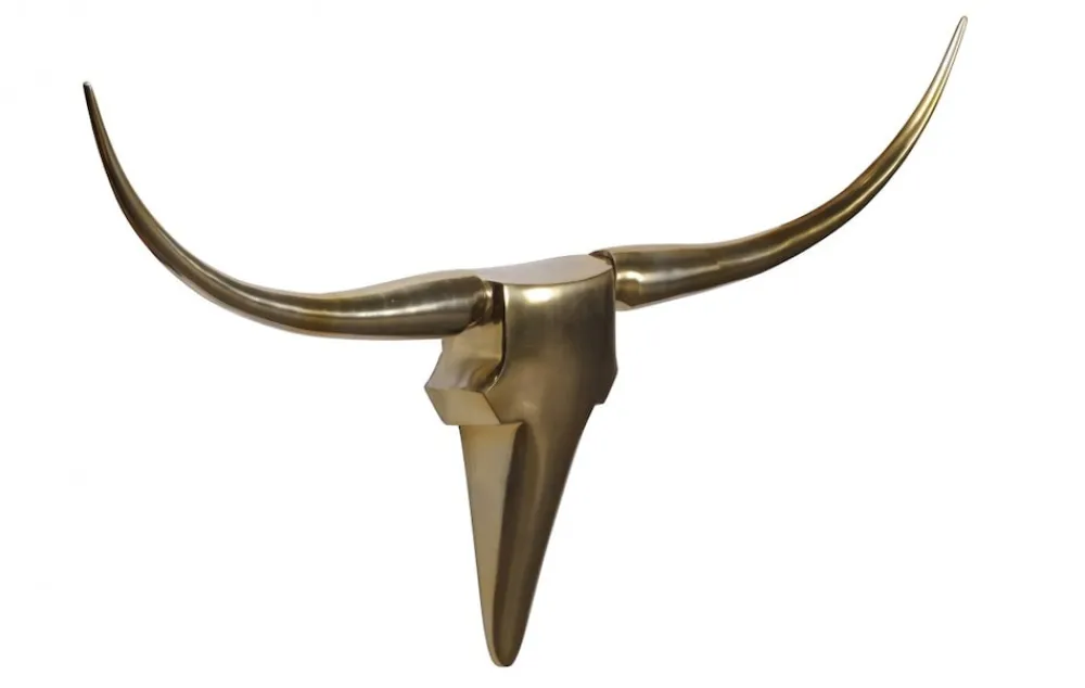 Finebuy Deko Geweih Bull L Aluminium Deisgn Hörner 125 cm Wanddekoration Sale