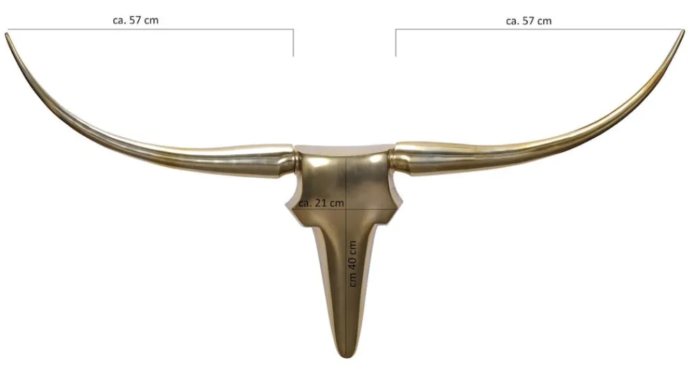 Finebuy Deko Geweih Bull L Aluminium Deisgn Hörner 125 cm Wanddekoration Sale