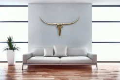 Finebuy Deko Geweih Bull L Aluminium Deisgn Hörner 125 cm Wanddekoration Sale