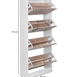 Finebuy Schuhkipper 4 Fächer 24 Paar Schuhe Schuhkommode Schuhschrank Sonoma Clearance