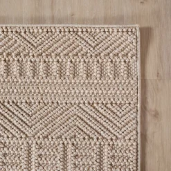 KADIMA DESIGN Flachgewebe-Teppich Ethno Beige Ethno-Streifen Silber Online