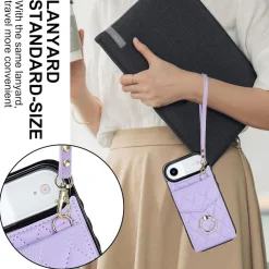 Wigento Für Apple iPhone 17 Air Crossbody Kunstleder Rhombic Hülle Hell-Lila Hot