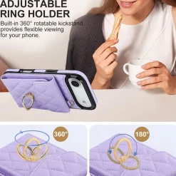 Wigento Für Apple iPhone 17 Air Crossbody Kunstleder Rhombic Hülle Hell-Lila Hot