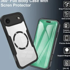 Für Apple iPhone 17 Air MagSafe Ring Full Body 360 Grad TPU Hülle Lila ^ Wigento Hot