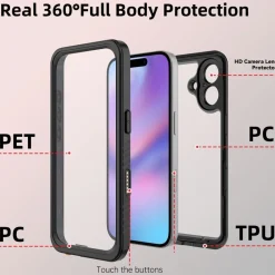 Wigento Für Apple iPhone 17 360 Grad Body Wasserdichte Hülle MagSafe Schwarz