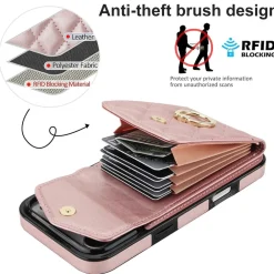 Für Apple iPhone 17 Pro Crossbody Kunstleder Rhombic Hülle Rose Gold ^ Wigento Hot
