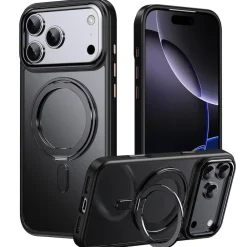 Für Apple iPhone 17 Pro Frosted Ring MagSafe TPU + PC Hülle Schwarz ^ Wigento Hot