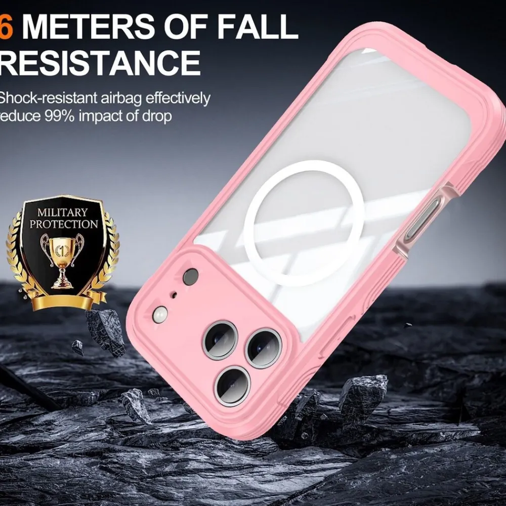 Für Apple iPhone 17 Pro MagSafe Full Body Hybrid Tasche Bumper Rosa ^ Wigento Clearance