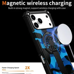 Wigento Für Apple iPhone 17 Pro Max Camouflage MagSafe Ring Kickstand Hülle