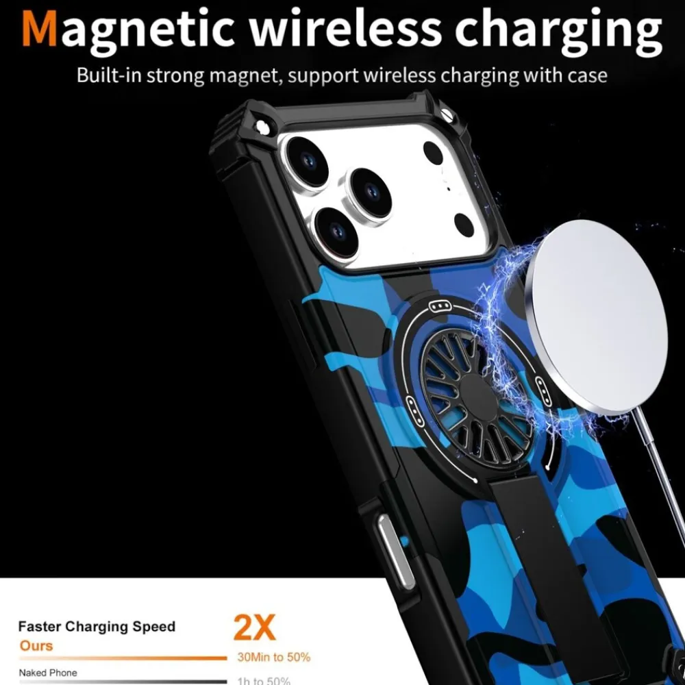 Wigento Für Apple iPhone 17 Pro Max Camouflage MagSafe Ring Kickstand Hülle