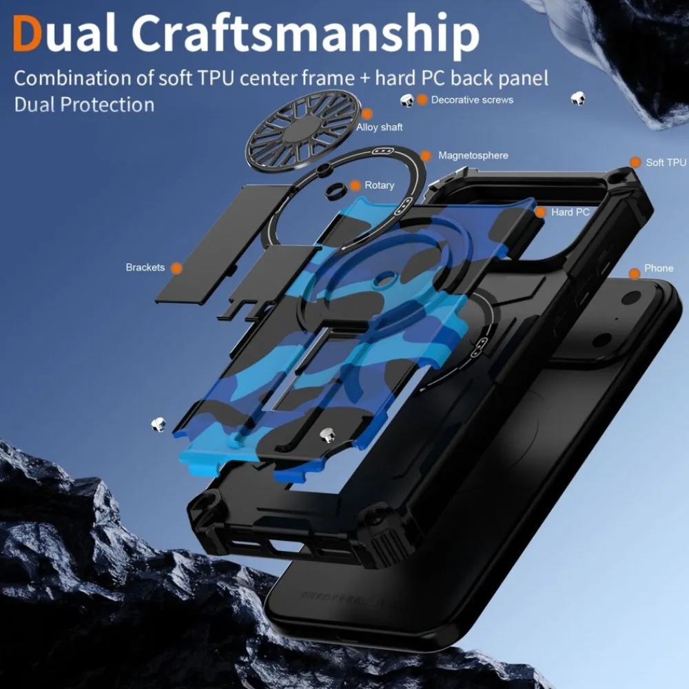 Wigento Für Apple iPhone 17 Pro Max Camouflage MagSafe Ring Kickstand Hülle