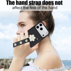 Für Apple iPhone 17 Pro Max Crossbody Kunstleder Blumen Hülle Schwarz ^ Wigento New