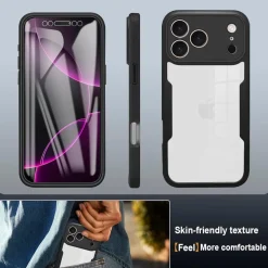 Wigento Für Apple iPhone 17 Pro Max Full Body 360 Grad Acryl TPU Hülle Schwarz