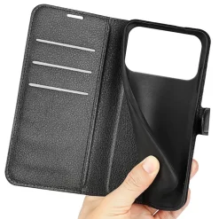 Wigento Für Apple iPhone 17 Pro Max Kunstleder Wallet Tasche Hülle Schwarz Hot