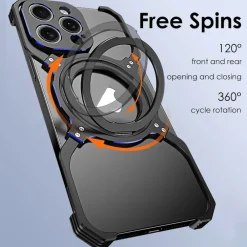 Für Apple iPhone 16 Pro Max Metall Hülle Mechanischer MagSafe Halter ^ Wigento Online