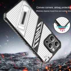 Wigento Für Apple iPhone 17 Pro Max Plating PC TPU Hybrid Halter Hülle Schwarz Hot
