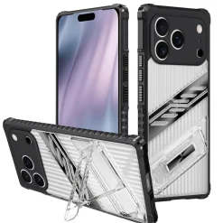 Wigento Für Apple iPhone 17 Pro Max Plating PC TPU Hybrid Halter Hülle Schwarz Hot